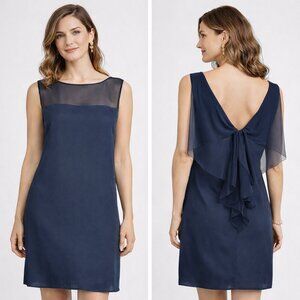 RED VALENTINO SPA navy blue textured silk accent cocktail dress Italian size 34